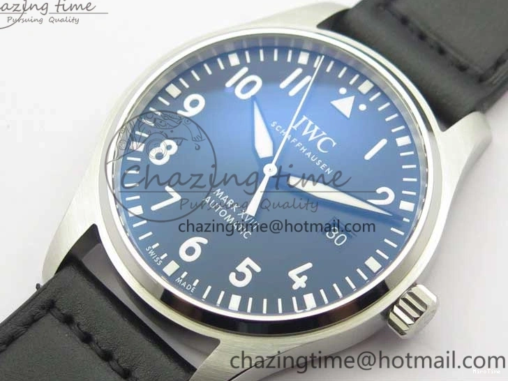 MIROTIME 0224 Soft MARK XVIII IW327001 SS FKF 1:1 Best Edition Black Dial On Black Leather Strap 7119